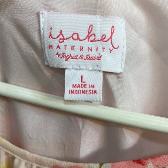 Isabel Maternity Floral Pink Maxi Dress Summer Ruffle Sleeve Lined Size Large - Picture 2 of 10